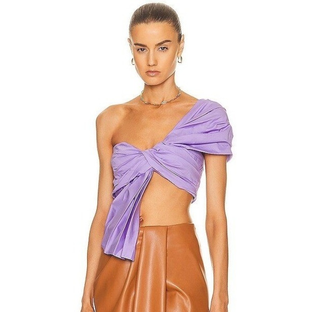 Johanna Ortiz Upolu Top Lilac Purple One Shoulder Draped Twist Womens Sz 2